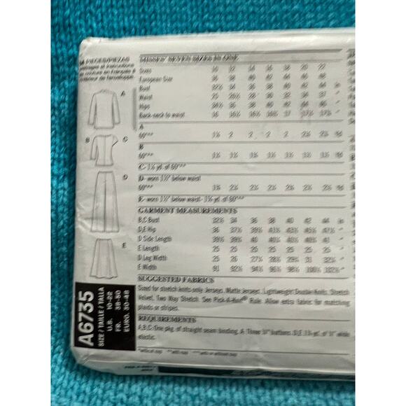 Simplicity 6735 pattern knit top jacket Aline skirt wide leg pant size 10-22 - Picture 4 of 5